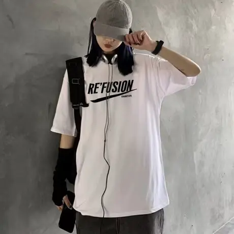 网红ins超火白色短袖t恤女夏装2024新款韩版潮原宿风宽松半袖上衣图片