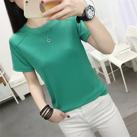 螺纹短袖t恤女夏季2023新款时髦时尚露锁骨小众修身纯色上衣女潮商品大图