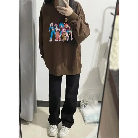 早秋卫衣女大码oversize显瘦薄款上衣ins潮牌宽松小众情侣装外套商品大图