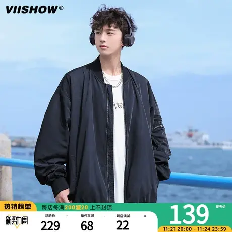 VIISHOW棒球服男牌飞行员夹克潮流复古宽松休闲春秋工装外套男士图片
