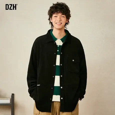 男士黑色衬衫外套男秋季潮牌痞帅工装外套休闲衬衣男装设计感上衣商品大图