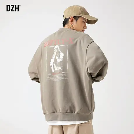 青少年日系套头卫衣男重磅圆领2023新款衣服男款秋冬外套长袖上衣商品大图