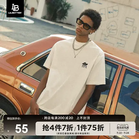 Lilbetter短袖男款T恤宽松落肩体恤简约帅气半袖透气时尚五分袖LB图片