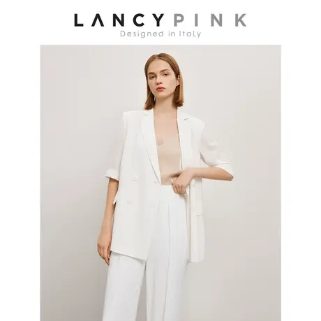 【意大利设计】朗姿三醋酸白色西装外套2023夏季新款西服女高级感图片