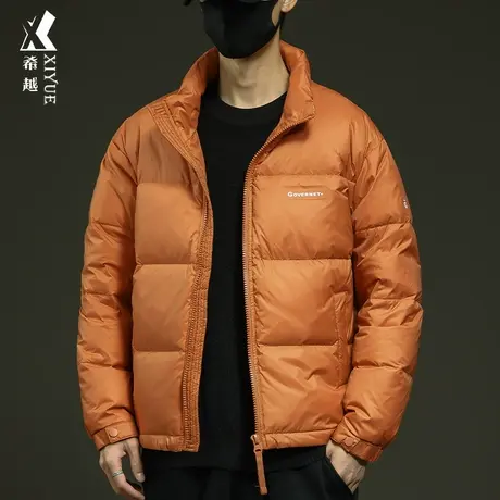 希越保暖白鸭绒羽绒服男冬季加厚防寒立领面包服宽松大码男士棉服商品大图