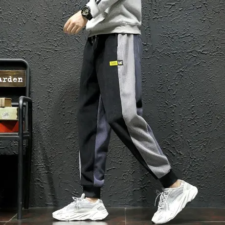 冬季灯芯绒卫裤男士2023新款宽松束脚加绒加厚休闲运动长裤子秋冬商品大图