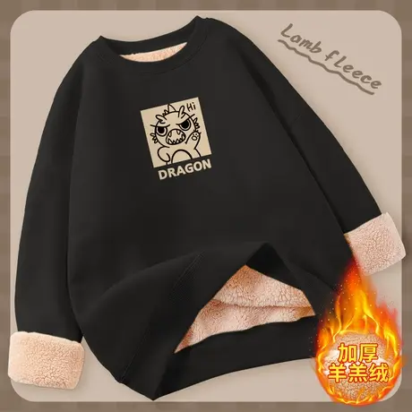 羊羔绒圆领卫衣女秋冬2023年新款爆款加绒加厚小个子保暖外套冬季图片