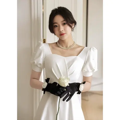 白色小晚礼服连衣裙女夏季生日订婚毕业轻奢小众高端领证登记森系商品大图