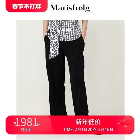 【会员价713元】玛丝菲尔夏季新款黑色松紧腰头高级感西裤休闲裤图片