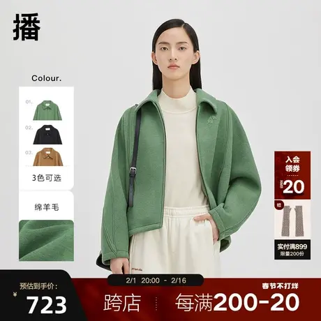 播空气感挺括衬衫领短外套2023秋季新品通勤翻商品大图