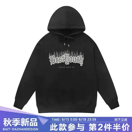 美式复古街头字母薄款卫衣男复古vintage小众设计感潮牌连帽上衣商品大图