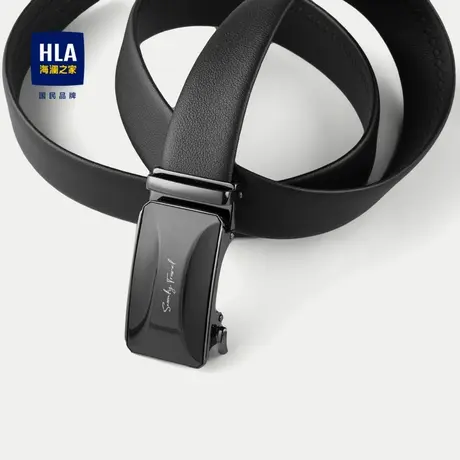 HLA/海澜之家自动扣皮带2024新款压花轧花工艺头层牛皮腰带男商品大图