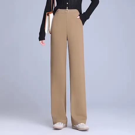 垂坠感休闲西装裤女春季2024新款高腰显瘦阔腿裤气质通勤直筒长裤商品大图