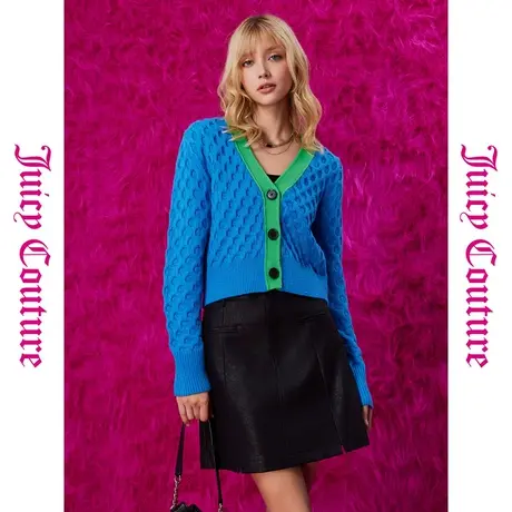 Juicy Couture橘滋秋冬新款扣肌理女式毛衣外套图片