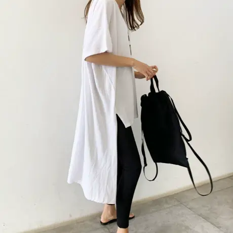 t恤女短袖宽松韩版衣服女大码新品夏季前短后长上衣洋气bf风女装图片