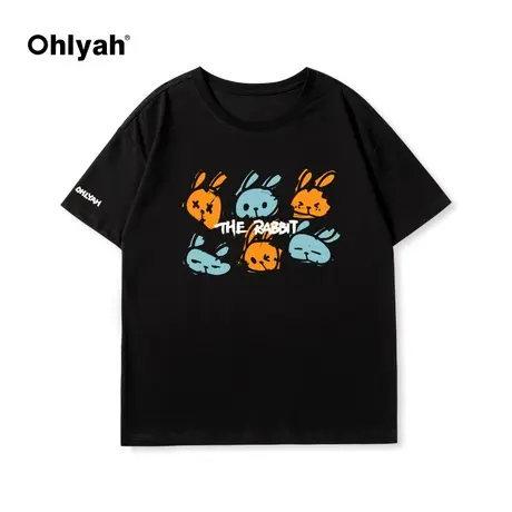 Ohlyah美式复古潮牌oversize短袖t恤女夏季纯棉2022年新半袖上衣图片