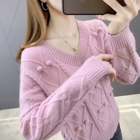 毛衣2022年新款女春装宽松外穿韩版短款洋气内搭针织打底衫女秋冬图片