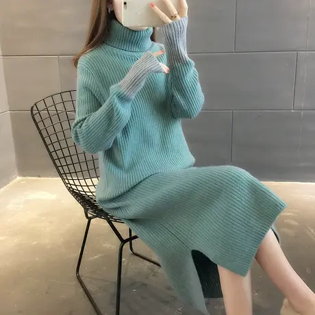 毛衣女装2023年新款春秋冬春款春装女士高领毛衣裙外穿中长款秋冬图片