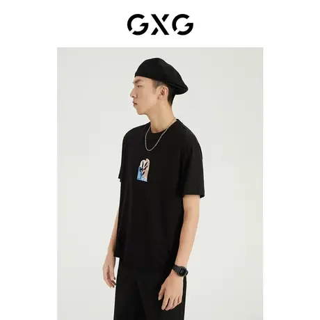 GXG男装 商场同款光影遐想系列圆领短袖T恤 2022年夏季新品商品大图