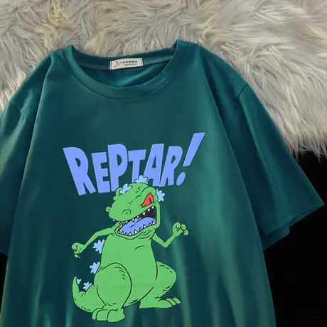 白色纯棉短袖t恤ins潮原宿港风女装2023年春季新款印花宽松上衣夏图片