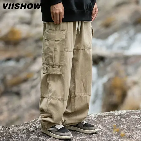 VIISHOW工装裤男士薄款潮牌阔腿休闲长裤夏季男生直筒宽松裤子男商品大图