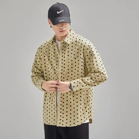 Modi Nick/摩帝尼克秋季男士休闲潮牌衬衫日系休闲印花波点衬衫商品大图