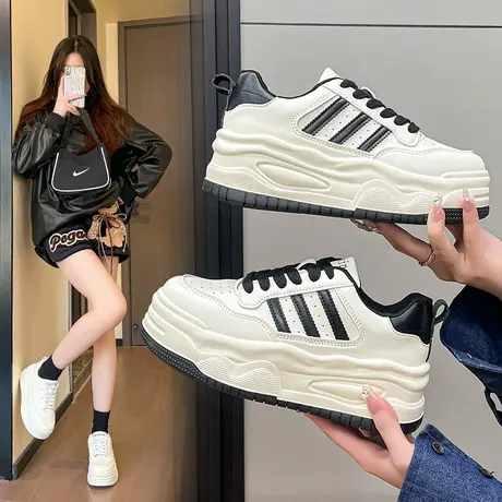 高级感厚底小白鞋子女2024新款春秋爆款百搭板鞋增高运动休闲鞋潮图片