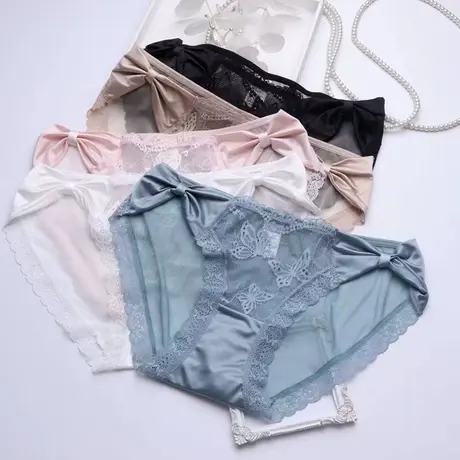 法式蕾丝奶油网纱少女性感纯欲三角裤图片