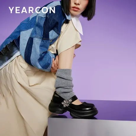 意尔康玛丽珍女鞋春季2024年新款乐福鞋女厚底深口小皮鞋JK单鞋女图片