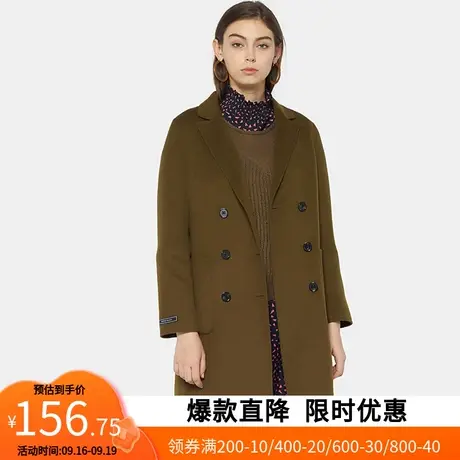 艾格冬季女装宽松羊毛纯色保暖长款毛呢大衣Y494商品大图