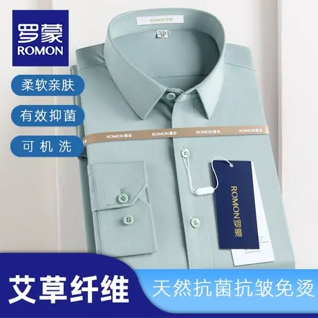 【艾草纤维】Romon/罗蒙长袖衬衫春夏款男抑菌除臭高级商务衬衣图片