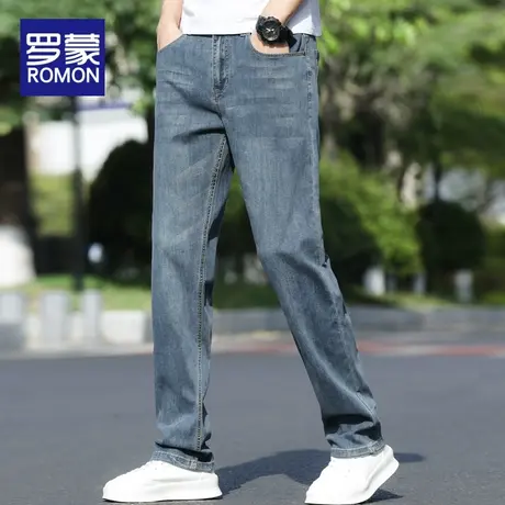 罗蒙牛仔裤男夏季薄款裤子男士宽松直筒2023新款弹力休闲长裤男款商品大图