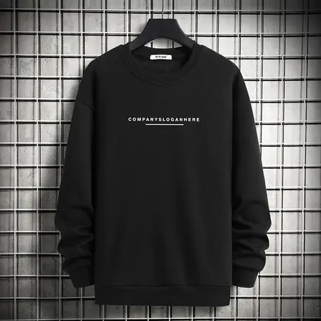 黑色卫衣男2023新款春秋款套头无帽上衣宽松潮流秋季加绒长袖t恤商品大图