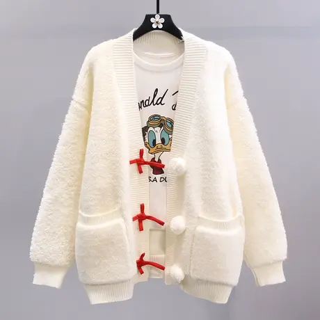 小清新软糯毛衣外套女秋冬2023新款日系宽松设计感减龄针织开衫商品大图