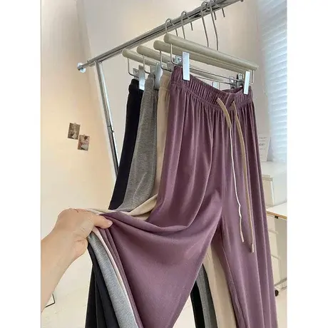 清凉舒适垂感阔腿裤！韩系百搭高腰显瘦休闲直筒裤凉凉拖地裤女夏商品大图
