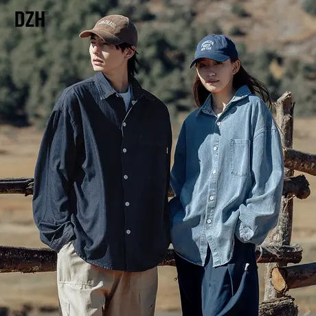 情侣牛仔衬衫男长袖衬衣外搭宽松上衣男士秋季外套痞帅男装牛仔衣商品大图
