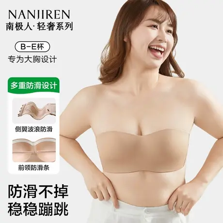 南极人抹胸无肩带内衣女无痕防滑大胸显小聚拢收副乳防下垂文胸罩商品大图