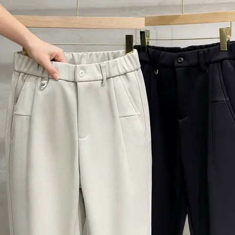 冬季新款420克厚款轻熟韩风单褶小西裤男直筒宽松休闲裤男士裤子商品大图