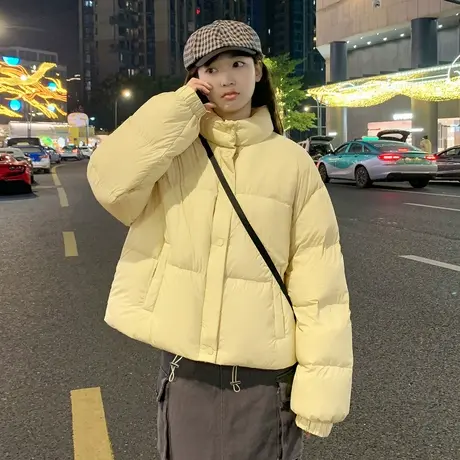 唐狮90鸭绒立领羽绒服女冬装新款短款轻薄小个子秋冬保暖外套商品大图