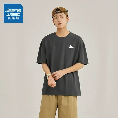 JR真维斯男款2025夏季新款潮酷时髦舒适流行青春学生纯棉短袖T恤商品大图