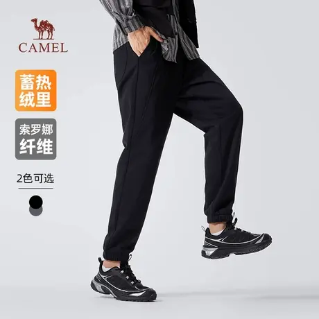 骆驼男装针织卫裤男2025新款秋冬季索罗娜加绒保暖休闲运动长裤子商品大图