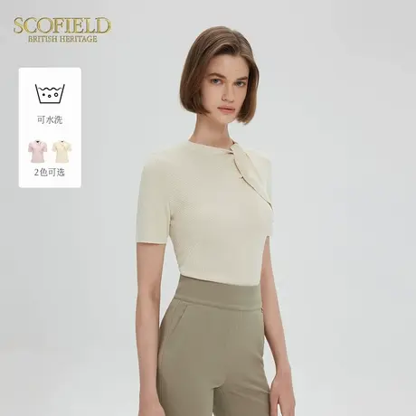【可水洗】Scofield女装设计感针织衫领口系带肌理感2025夏季新品商品大图