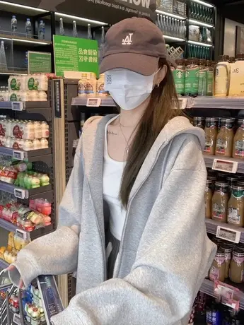 连帽卫衣女秋季薄款oversize复古风纯色百搭ins大码宽松外套上衣商品大图