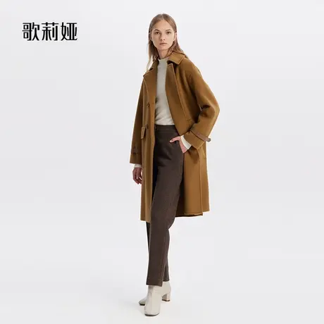 歌莉娅双排扣大衣女冬季新款高端全羊毛双面呢长款外套1ASC6E660图片