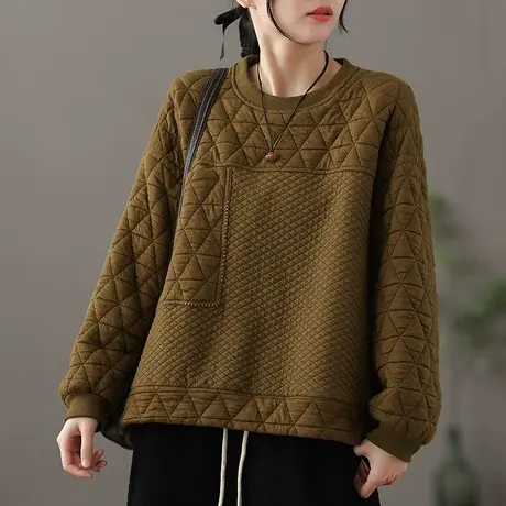 dza 圆领套头加厚保暖棉衣棉服女士冬季短款流行棉袄外套女装上衣商品大图