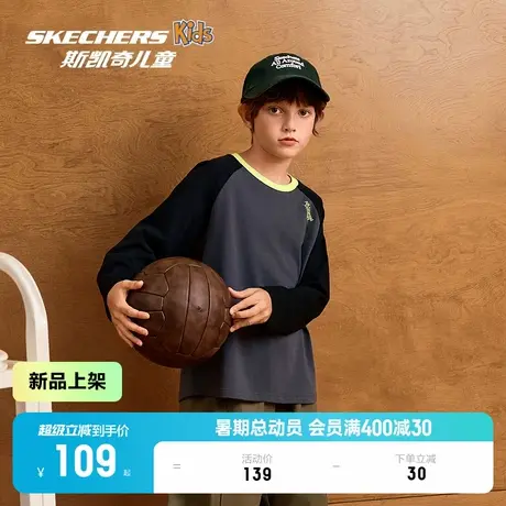 Skechers斯凯奇儿童舒适柔软针织长体恤衫男女款经典百搭长袖图片
