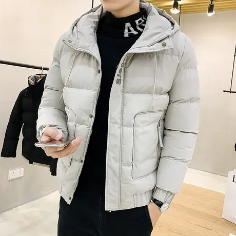 棉服男潮牌冬天2023新款潮流连帽棉衣男生冬季外套加绒加厚面包服图片