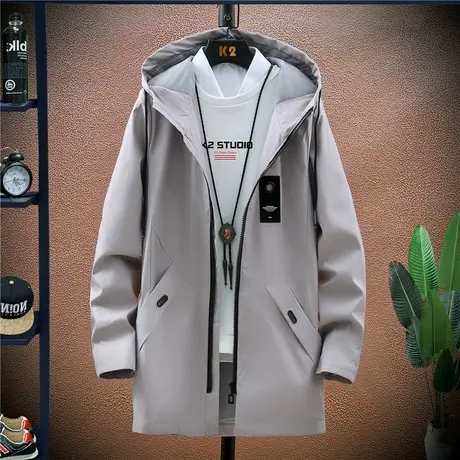 男士外套春秋季2023新款韩版潮流修身帅气薄款工装夹克中长款风衣商品大图