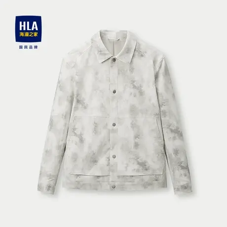 HLA/海澜之家休闲夹克2025秋季新款扎染翻领缉明线装饰外套男图片