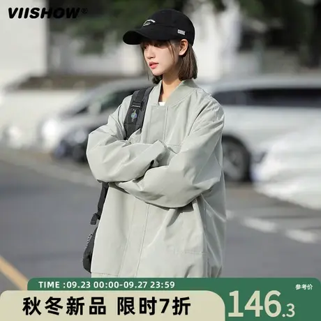 VIISHOW飞行员外套男春秋季日系复古休闲工装宽松潮牌夹克棒球服商品大图
